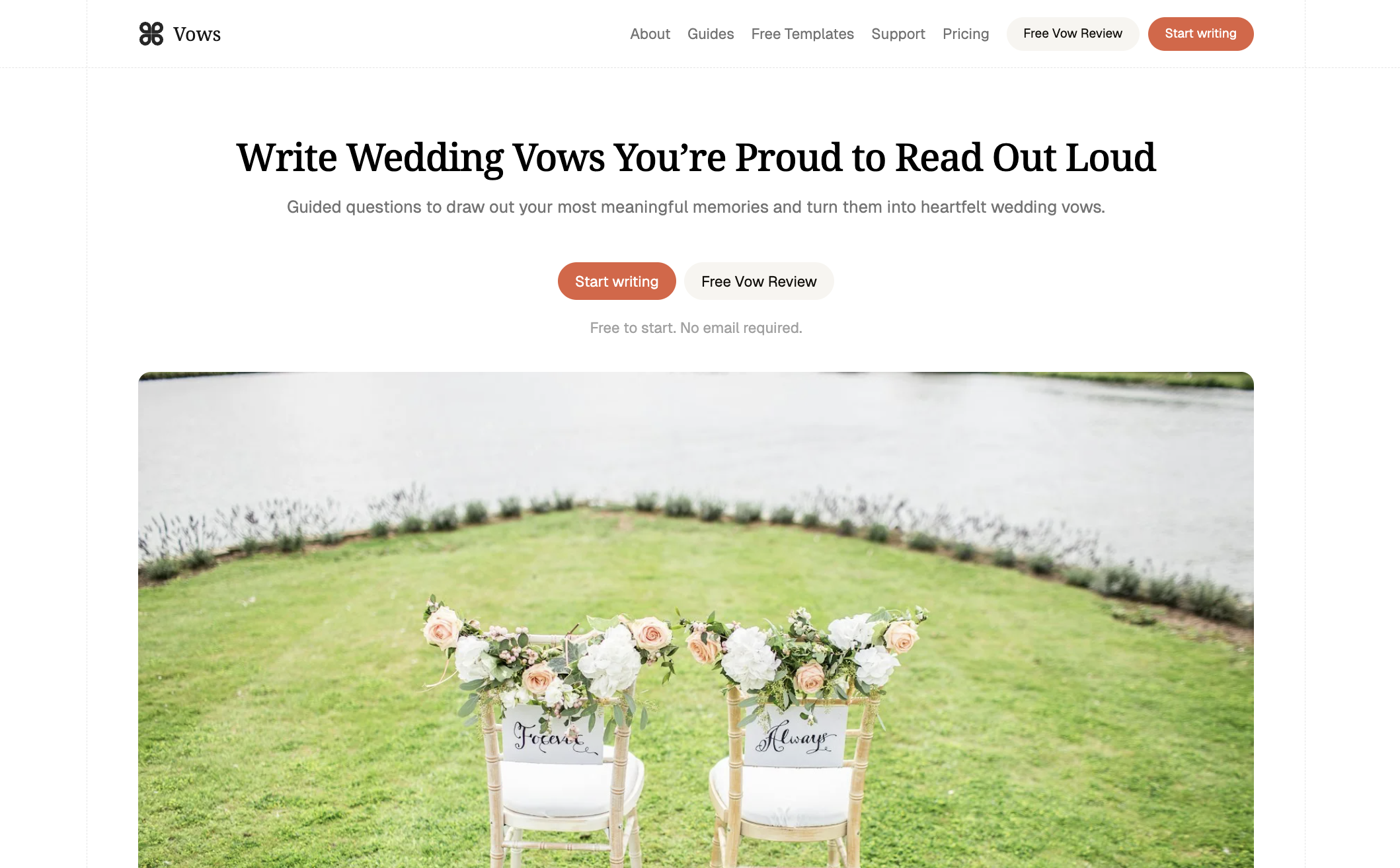 Printable wedding vow cards formatted for ceremony